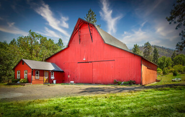 red barn in the field © Mervyn