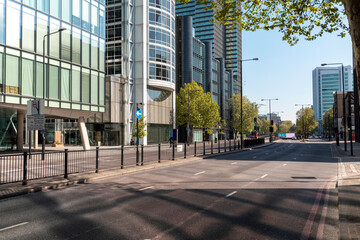 UK, London, Empty street near Eustion square during curfew
