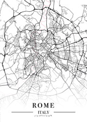 Rome city map poster print. Detailed map of Rome (Italy). 