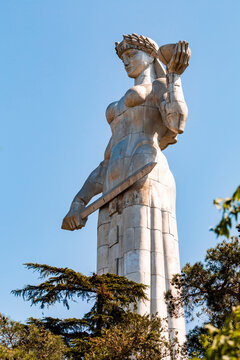 Kartlis Deda against clear blue sky, Tbilisi, Georgia
