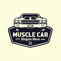 Obraz premium Premium classic muscle car emblem logo template. Front view muscle car logo