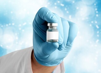 Hands of Doctor or nurse holding vaccine spary bottle for coronavirus or covid-19 pandemic.