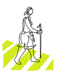 One line drawing of World White Cane Day.
One continuous line drawing of World blind Day and World cane safety Day concept.