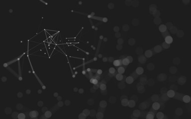 Abstract background. Molecules technology with polygonal shapes, connecting dots and lines. Connection structure. Big data visualization.
