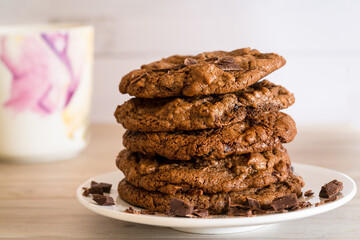 chocolate fudge cookie stack