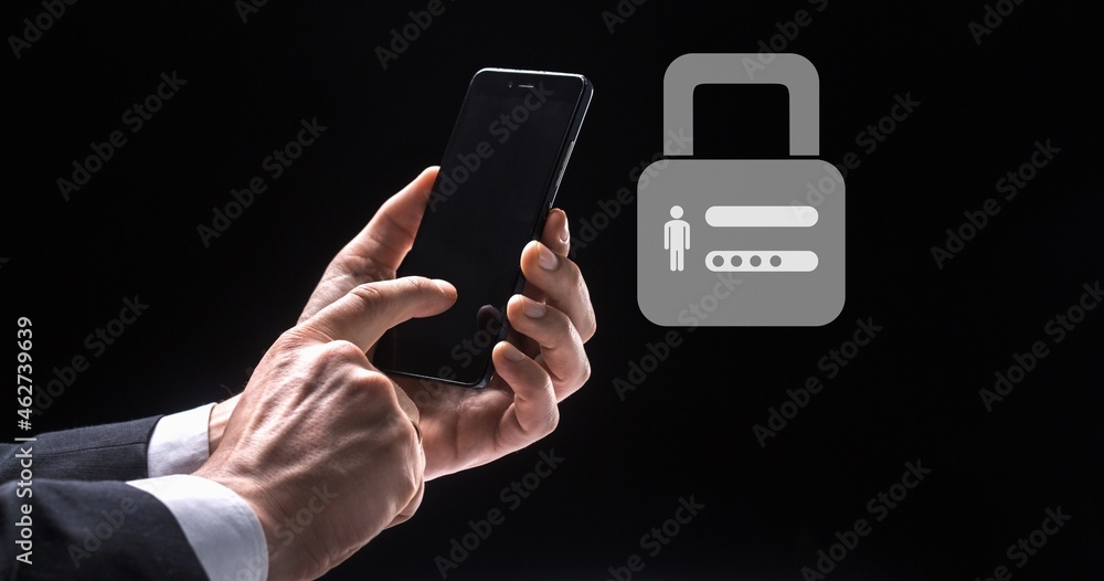 Poster concept of cyber security, information and encryption, secure personal information