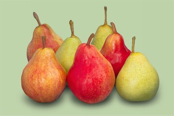 Set of ripe fresh tasty sweet pears
