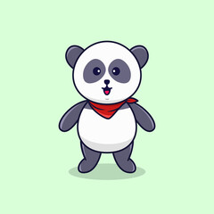 Cute baby panda standing and smile vector cartoon illustration