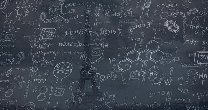 Animation of chemical formulas on black background