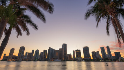 Fototapeta na wymiar Miami, Florida, USA skyline on Biscayne Bay.