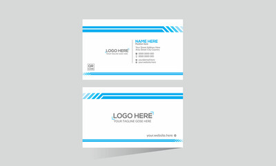 cyan colored double sided vector business card design