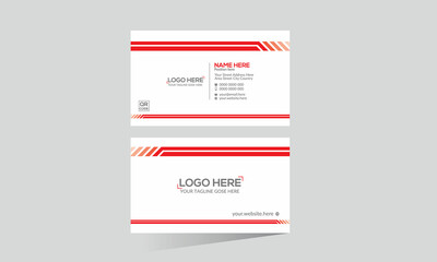 red colored double sided vector business card design