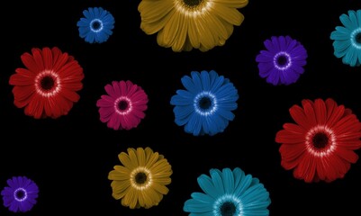 Floral summer pattern. Garden peonies. Multicolored flowers on a background.