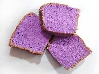 sponge cake slice from purple sweet potato