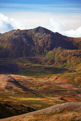 Hatcher Pass scenic drive in Talkeetna Mountains, Alaska in fall season.