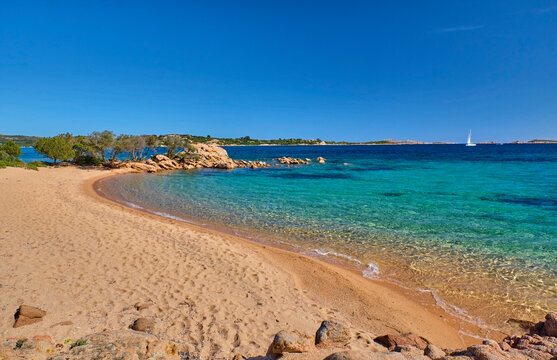 Italy, Province of Sassari, Cala di Volpe, Sandy coastal beach of