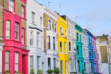 UK, England, London, Row of colorful houses in Notting Hill