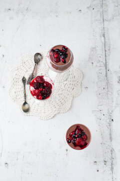 Raspberry chocolate dessert, from above