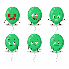 Green balloons cartoon character with nope expression