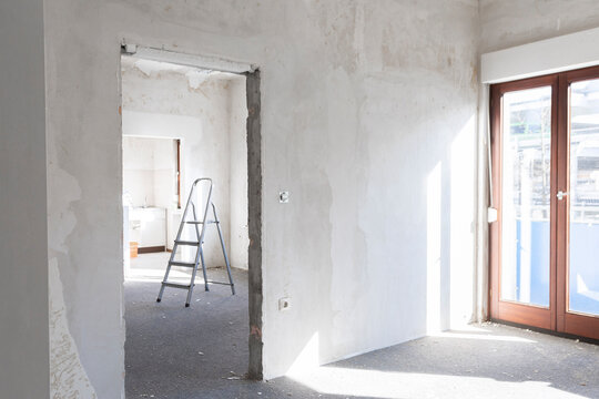 Ladder in a flat during refurbishment