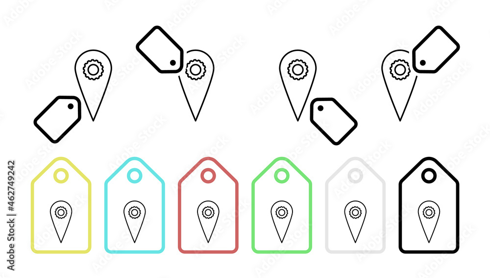 Poster geolocation setting vector icon in tag set illustration for ui and ux, website or mobile application