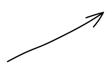 Hand drawn vector doodle illustration, abstract handwriting. Scribbled shape of an arrow