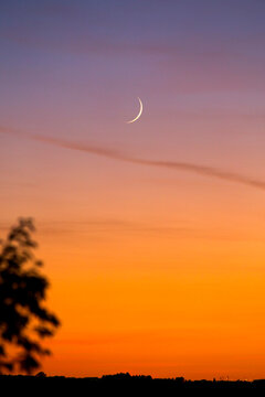 Germany, Wuerzburg, Crescent at sunset