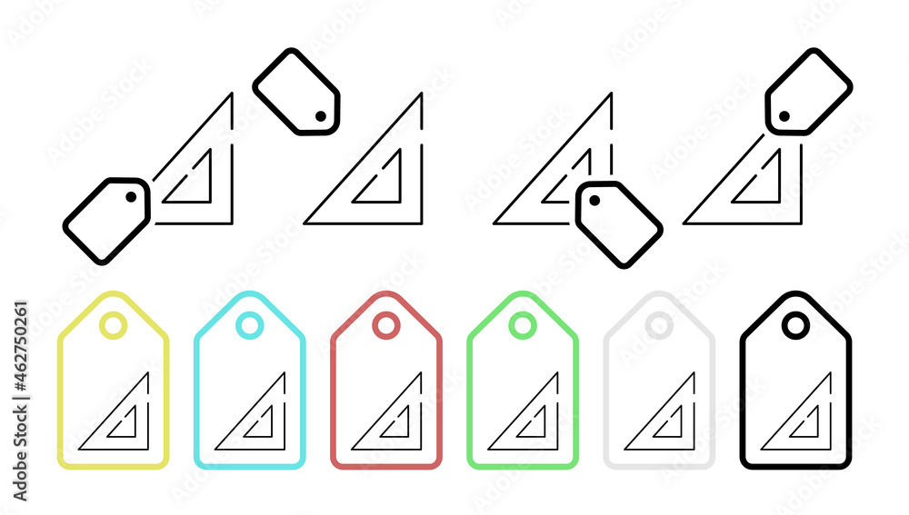 Poster triangular ruler vector icon in tag set illustration for ui and ux, website or mobile application