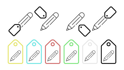 Pencil vector icon in tag set illustration for ui and ux, website or mobile application