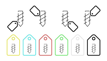 Drill tip vector icon in tag set illustration for ui and ux, website or mobile application
