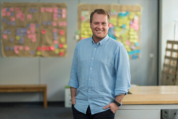 Portrait of smiling businessman in office