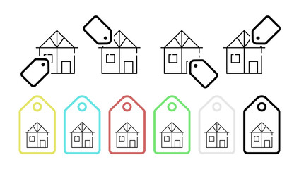 House, building vector icon in tag set illustration for ui and ux, website or mobile application