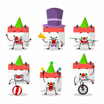Cartoon character of new year calendar with various circus shows