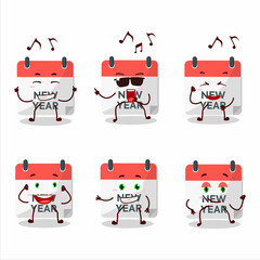 An image of new year calendar dancer cartoon character enjoying the music