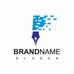 Pen Logo Design Template, Education, Journalism And Law Company Symbol