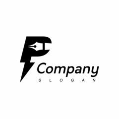 Letter P Pen Logo Design Template, Education, Journalism And Law Company Symbol
