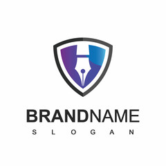 Pen Logo Design Template, Education, Journalism And Law Company Symbol