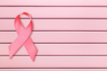 Pink ribbon on background, Breast cancer awareness concept