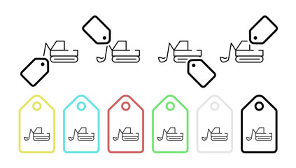 Excavator, machine vector icon in tag set illustration for ui and ux, website or mobile application