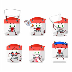 Mascot design style of new year calendar character as an attractive supporter