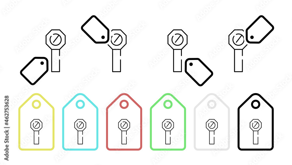 Aufkleber the forbidden vector icon in tag set illustration for ui and ux, website or mobile application