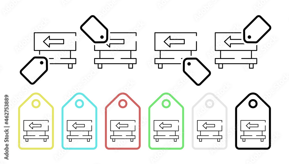 Poster pointer to the left vector icon in tag set illustration for ui and ux, website or mobile application