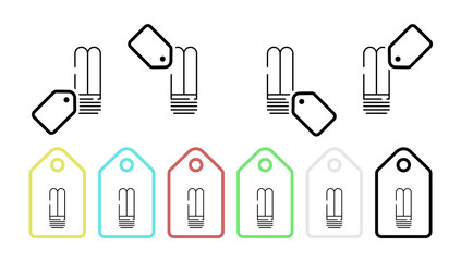 Economical light bulb vector icon in tag set illustration for ui and ux, website or mobile application
