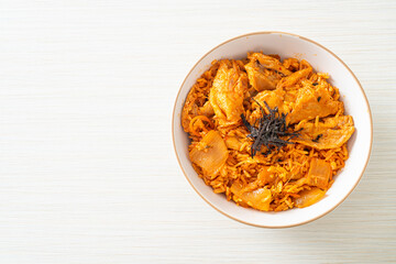 kimchi fried rice with pork sliced