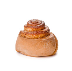 Traditional cinnamon roll on white background