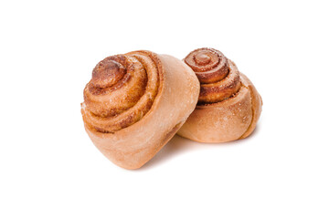 Traditional cinnamon rolls on white background