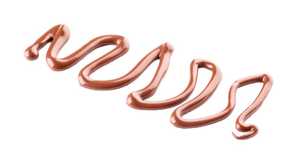 Chocolate syrup zigzag on white background