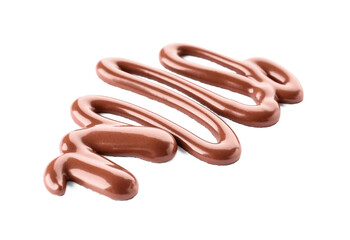 Chocolate syrup zigzag on white background