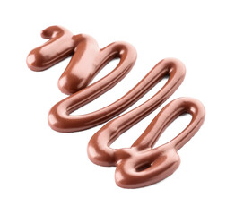 Chocolate syrup zigzag on white background