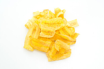 Banana Chips on white background